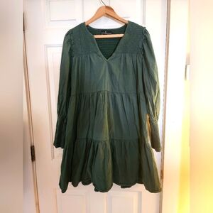 Pomander Place Cece Mini Dress Size Medium Jaguar Green Smocking Classic Party